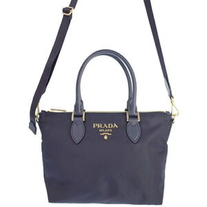 Prada Tessuto 2way Satchel Handbag Saffiano leather Black